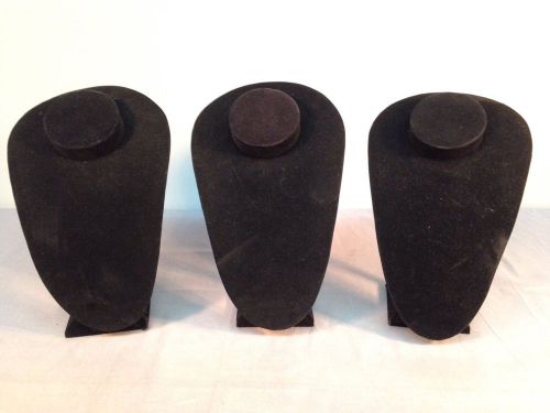 3 Necklace Display Stands Black Velvet 11&#034; Tall