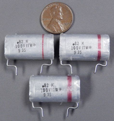 3 ITW .82uf 100V Poly Film and Foil Capacitors NOS +/-10%