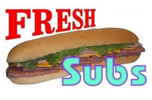 Fresh Subs 7&#039;&#039;x13&#039;&#039; Decal for Burger or Submarine Sandwich Restaurant Sign