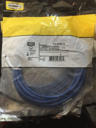 HUBBELL HC5EB15 Patch Cord, Cat5e 15Ft Blue Free Shipping!  Brand New