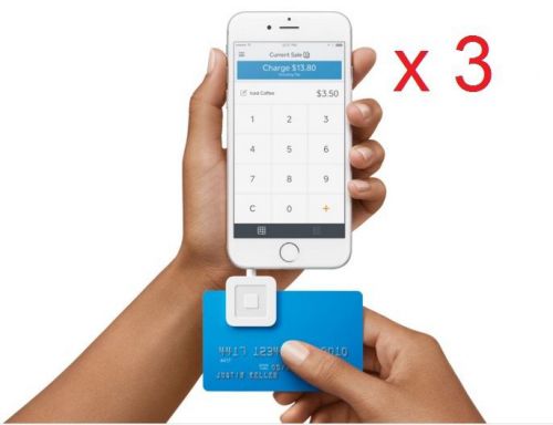 New Lot 3pcs White Square Credit/Debit Card Reader Apple Android Mag Stripe NIB