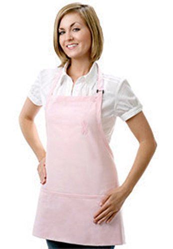 Adjustable light pink 3 pocket bib apron &amp; breast cancer pink ribbon logo. for sale