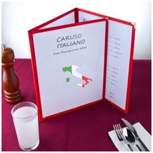 Winco PMCT-9R, 12x9.5-Inch Red Triple Fold Menu Cover