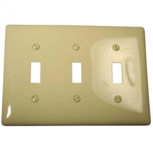 Wallplate Midi Toggle 3-Gang Ivory Hubbell Electrical Products NPJ3I