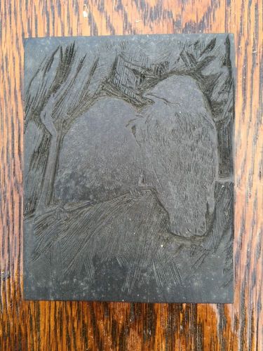 ANTIQUE HAND CARVED LETTERPRESS PRINT BLOCK BIRDS WOODEN