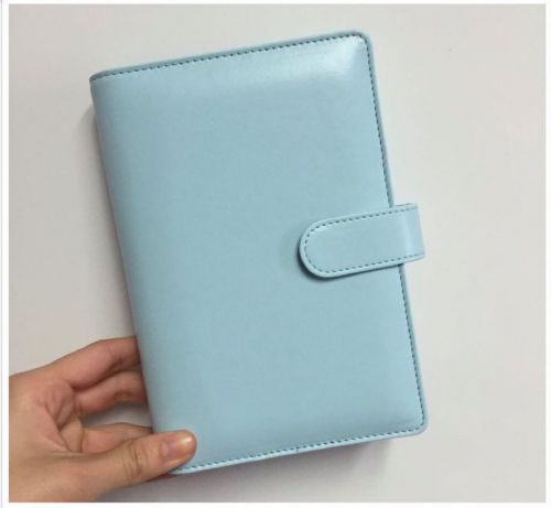 light blue macaron cute planner organizer binder personal size PU leather NEW