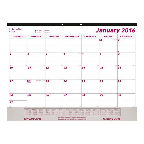 Brownline 2016 Monthly Desk Pad with Vinyl Strip 22&#034; x 17&#034; (C1731V-16)