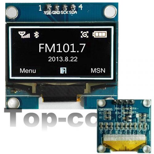 0.96&#034; White IIC I2C Serial 128X64 OLED LCD Display Screen Module For Arduino
