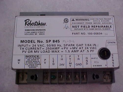 Robertshaw 845 sp845-pl-3-l 100-00834-32 furnace ignition for sale
