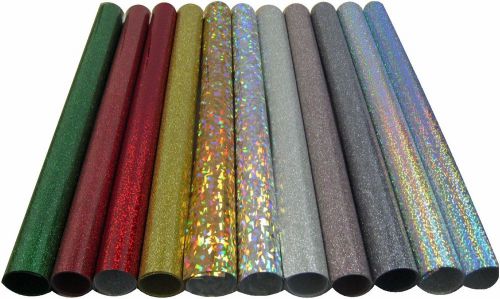 HOLOGRAPHIC Glitter 11 colors Siser 20&#034;x12&#034; each Heat Vinyl for Iron or Press