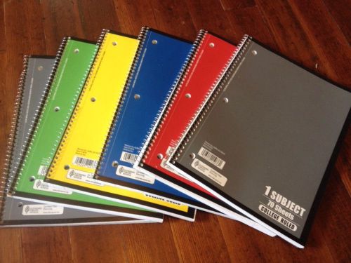 25 Spiral Notebook 1 Subject 70 Sheets College Ruled Notebooks Lot Paper