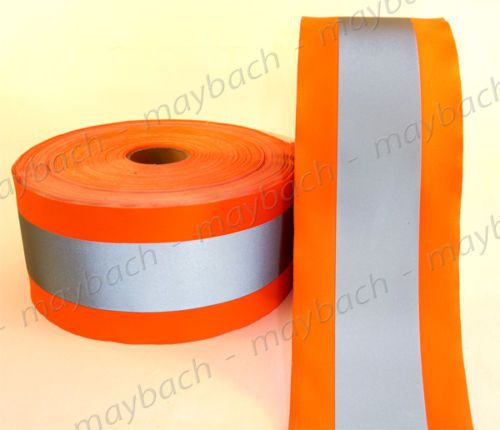 Reflective material fabric tape sew-on / 4 1/2&#034; ansi ii - safety orange for sale