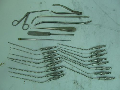 Assortment of surgical instruments - frazier suction tubes, aesculap, codman for sale