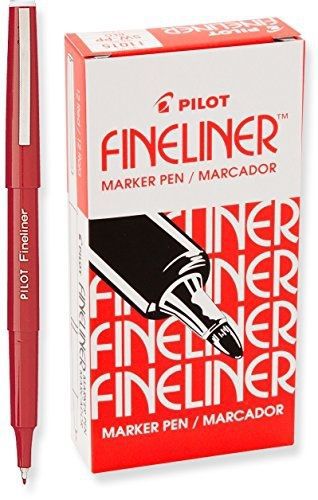 Pilot Fineliner Marker Pens, Fine Point, Red Ink, Dozen Box (11015)