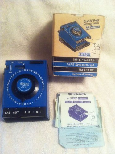 Vintage 60s brady quick label tape embossing machine tabletop qlm-500 complete for sale