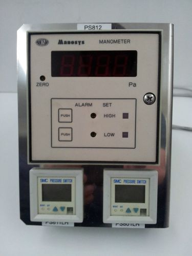 MANOSTAR Manosys MANOMETER MANOSYS EM-100 RECEIVER + (2) SMC PRESSURE SWITCH
