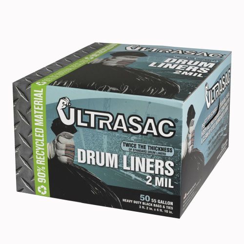 Ultrasac UL 55 GAL-50 Drum Liners 55 gal Black (Pack of 50)