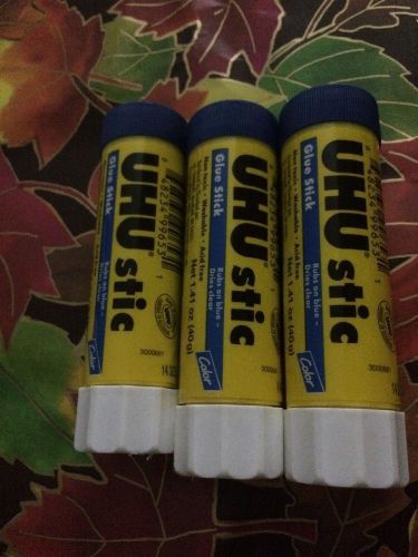 (3) UHU Stic Permanent Blue Application Glue Stick 1.41 oz Stick 99653