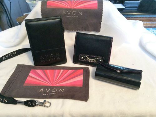 Avon reps 6 piece set, lanyard, wallet, eye glass case &amp; cleaner, lipstick case for sale