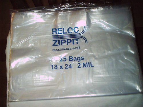 RELOC ZIPPIT 18&#034; X 24&#034; RECLOSABLE BAGS ONE CASE 250 BAGS