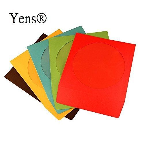 Yens® Yens Assorted Full Color Paper CD Sleeves with Window &amp; Flap, 1000 Piece
