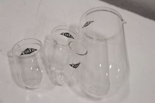 Lot of (4) Virtis Finned Lyophilizer Round Bottom Freeze Dryer Flask 3 Sizes