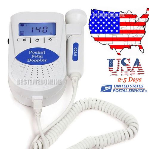 LCD Prenatal Pocket Fetal Doppler Baby Heart Beat Monitor3MHZ Probe + Battery US