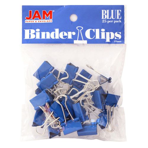 Jam paper 3/4&#034; small color binder clips 19mm, blue, 25-pack for sale