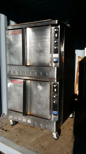 TWO BLODGETT STACKED CONVECTION OVENS on casters