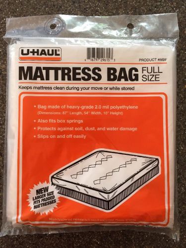 New &amp; Sealed! U-HAUL Moving Full Size Mattress Bag Plastic Cover