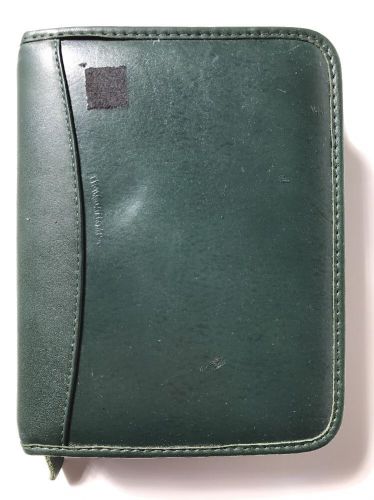 Franklin Covey Compact Zip Planner Binder Green  Simulated Leather 6 Rings Full