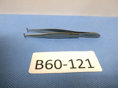 V.mueller op-3070 green tissue forceps  4&#034; t-shape 5mm wide opthalmic instrument for sale