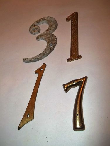 4 Numbers Brass &amp; Aluminum 3&#034; 4&#034; 4 1/2&#034; 4 1/4&#034; (two 1&#039;s, 3 &amp; 7)
