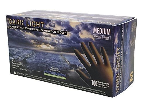Adenna Dark Light 9 mil Nitrile Powder Free Exam Gloves (Black, Medium)
