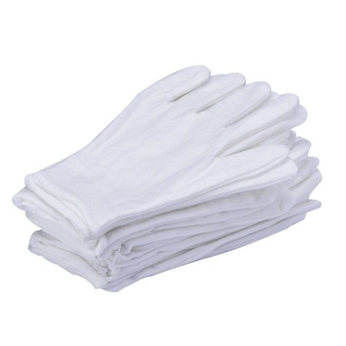 eBoot 12 Pair 8 Inches White Cotton Gloves Work Gloves Medium