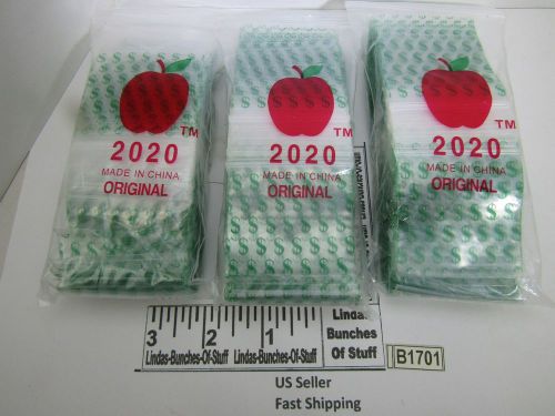 3 bags of 100 2m 2&#034;x2&#034; plastic zip seal all 3 green $ new b1701 for sale