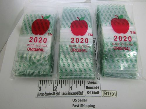 3 BAGS OF 100 2M 2&#034;x2&#034; PLASTIC ZIP SEAL ALL 3 GREEN $ NEW B1701