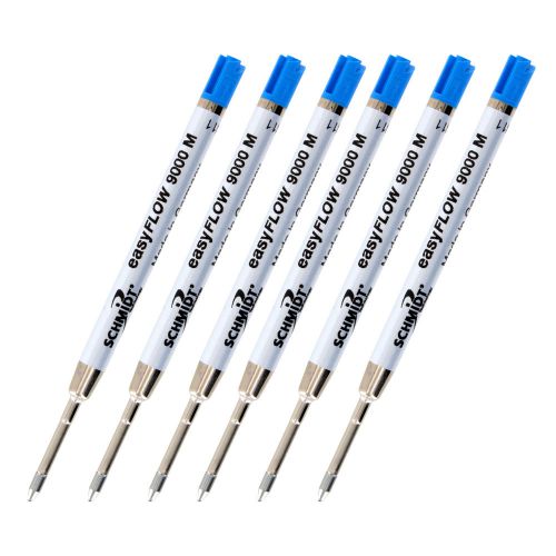 Schmidt Easy Flow 9000 Parker Style Ball Pen Refill, Medium, Blue, Pack of 6