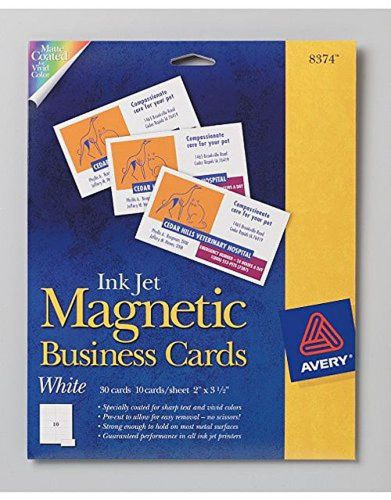 Avery Ink Jet Magnetic Business Cards, 10 Precut Cards/Sheet, 30 Cards/Pack (...