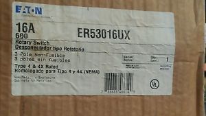 Eaton ER53016UX  Enclosed Rotary Disconnect 16 Amp  3 Pole-600VAC NEMA 4X Thermo
