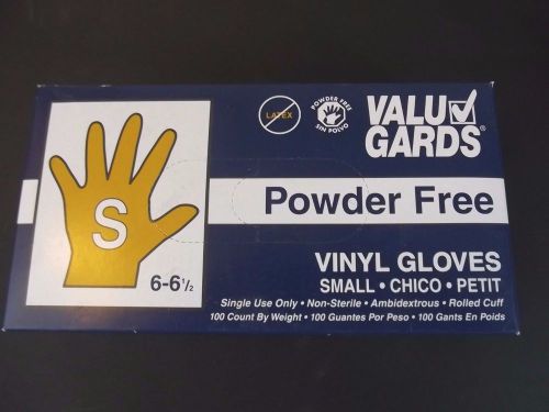 Valu Gards Vinyl Gloves Powder Free No Latex Size Small 6 to 6 1/2 Rolled Cuff