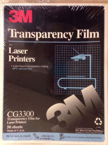 3M Transparency Film CG3300 for Laser Printers 50 Sheets Sealed 8 1/2&#034; X 11&#034; #1