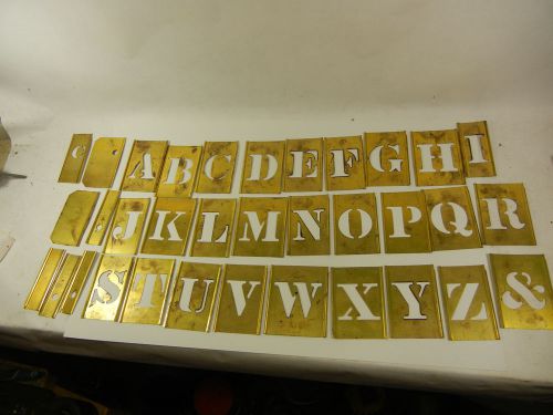 Vintage Reese&#039;s Stencil-Brass Interlocking Alphabet Lettering Set W/Box 1-1/2&#034;