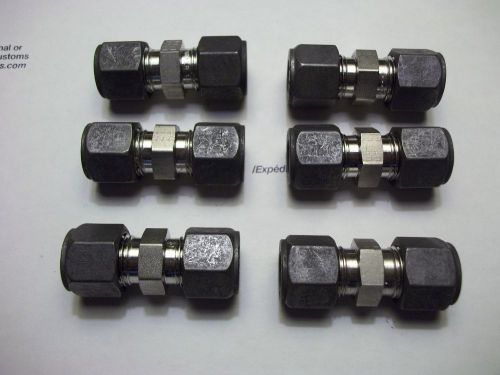 6pc parker tubing fittings 3/8&#034; union 316 stainless swedgelock 6-6 hbz-ss piping for sale