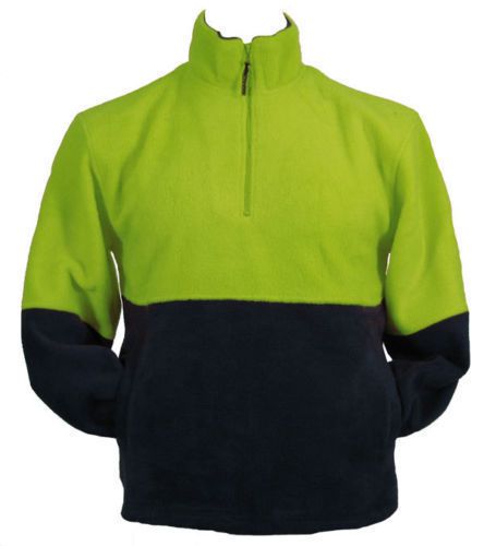Hi vis safety workwear polar fleece 1/2 zip jacket jumper fluoro green orange for sale