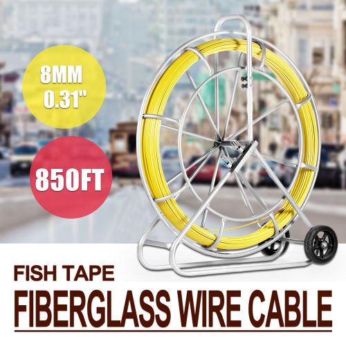 8mm FIBERGLASS WIRE CABLE FISHTAPE SEWER ELECTRICAL RUNNING TUBE 260M PULLER KIT