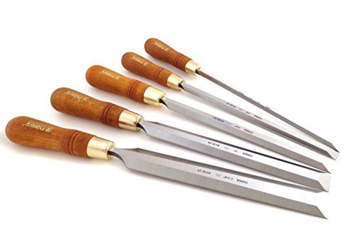 New 5 piece set paring chisels with hornbeam handles overall length of 15.25&#034; for sale