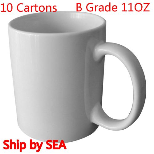 10 Cartons Sublimation Mugs B Grade 11OZ Blank White Coated Mugs BY SEA