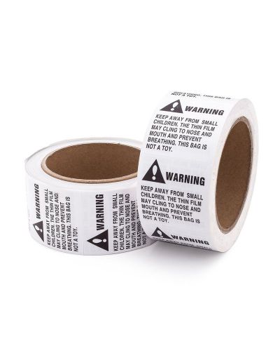 Suffocation warning labels 1000 labels 2 rolls (500 per roll) 2&#034; x 2&#034; peel an... for sale