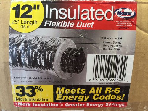 12&#034; X 25 Ft Flex, Round Tube Duct R6 Heat &amp; Air Insulated Flex Pipe